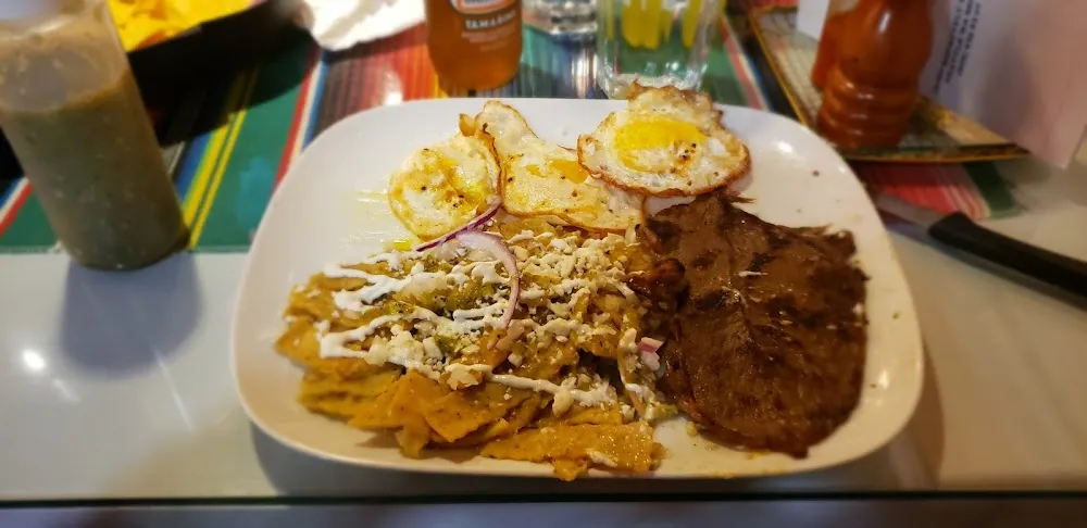 Chilaquiles Verdes with Steak